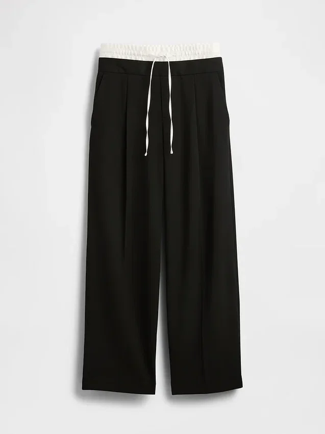 Pantalones de cintura media con doble cintura