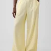 Pantalones de gasa de algodón con dobladillo abierto