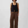 Pantalones de gasa de algodón con dobladillo abierto
