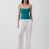Pantalones de gasa de algodón con dobladillo abierto