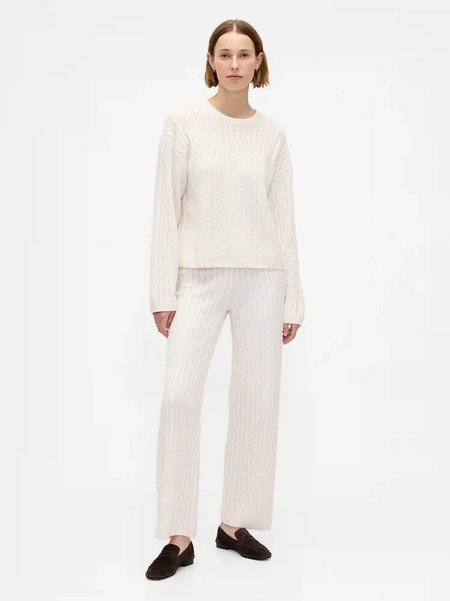 Pantalones de jerséu con tejido trenzado CashSoft