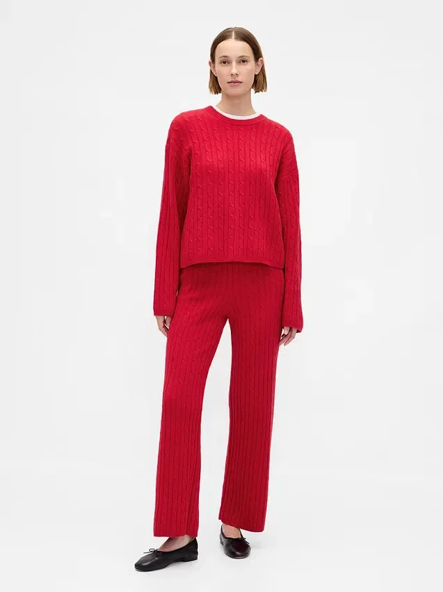 Pantalones de jerséu con tejido trenzado CashSoft