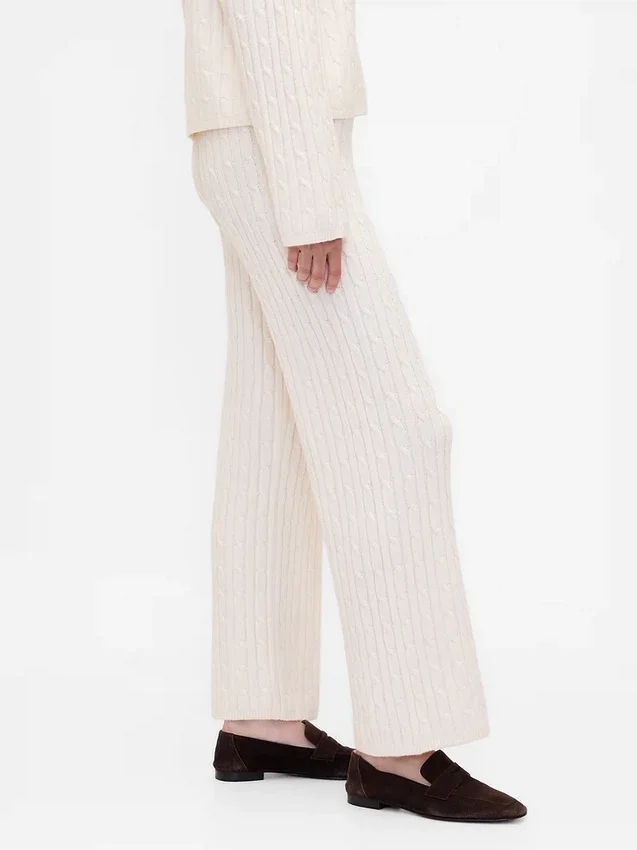Pantalones de jerséu con tejido trenzado CashSoft
