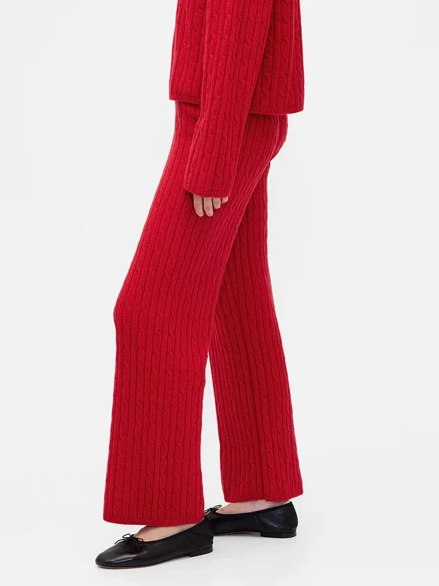 Pantalones de jerséu con tejido trenzado CashSoft