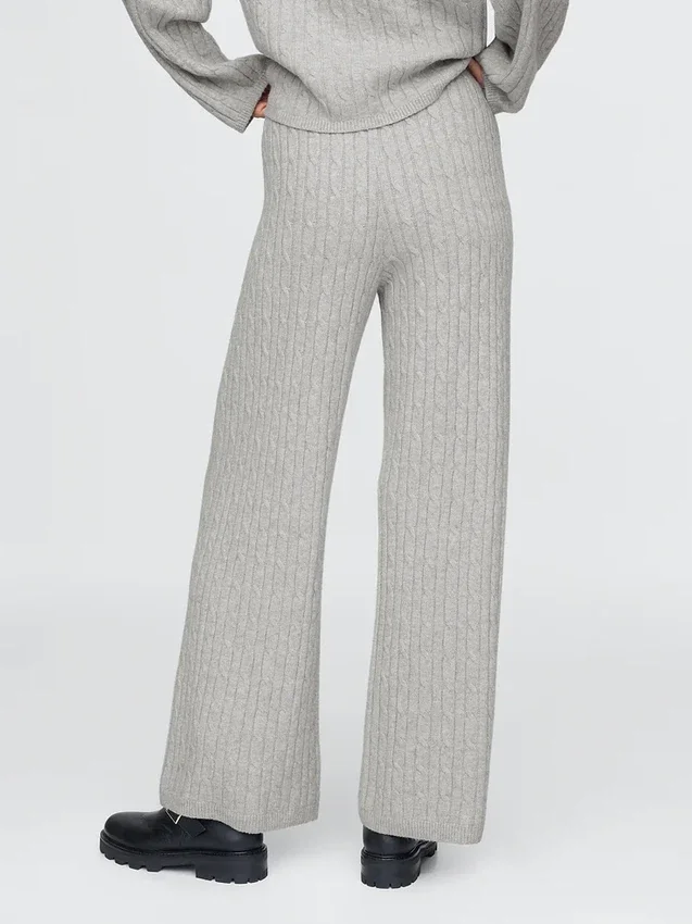 Pantalones de jerséu con tejido trenzado CashSoft