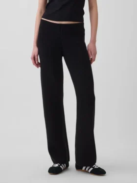 Pantalones de jerséu de talle bajo de mezcla de algodón con corte de bota