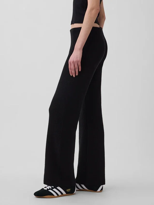 Pantalones de jerséu de talle bajo de mezcla de algodón con corte de bota