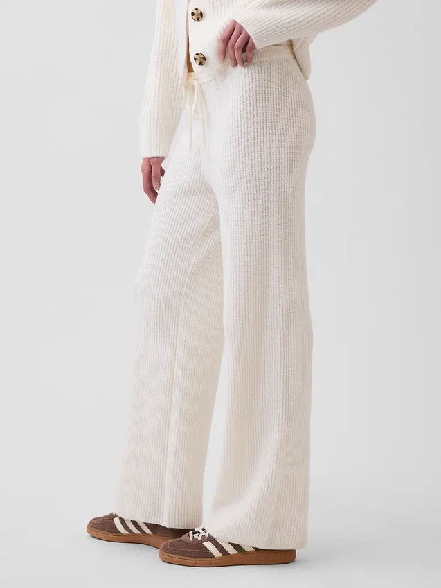 Pantalones de jerséu marrón con punto Shaker de CashSoft