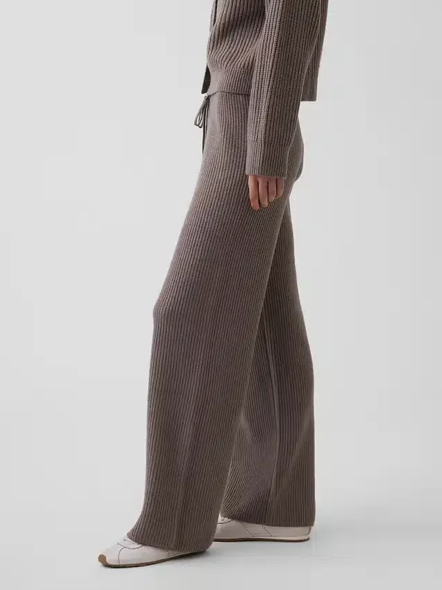Pantalones de jerséu marrón con punto Shaker de CashSoft