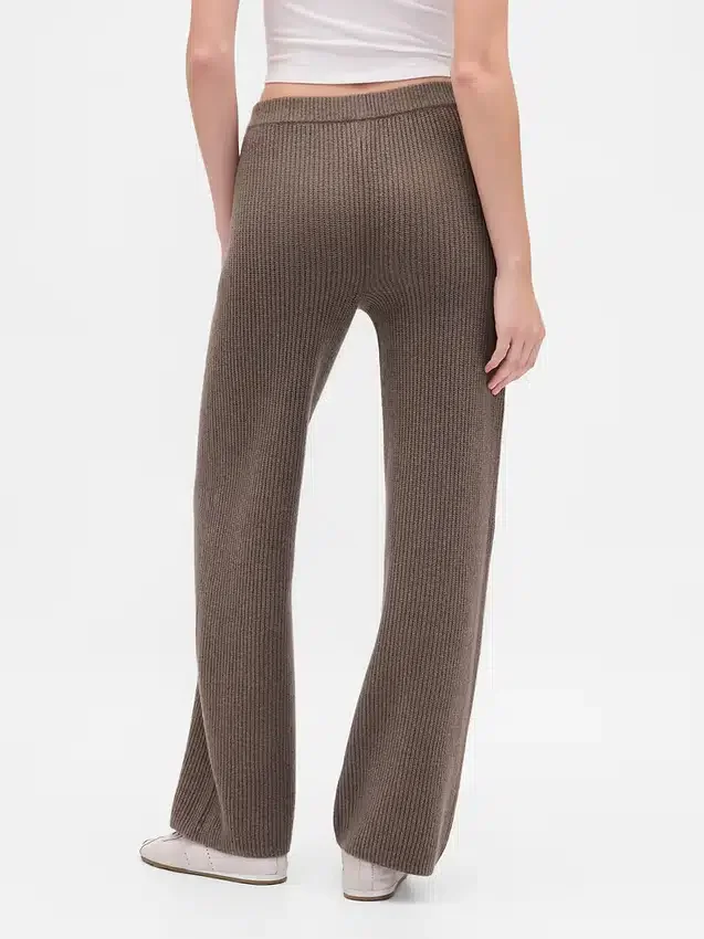 Pantalones de jerséu marrón con punto Shaker de CashSoft