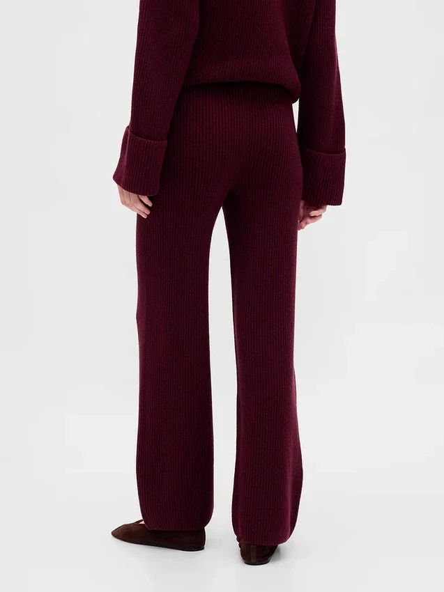 Pantalones de jerséu marrón con punto Shaker de CashSoft