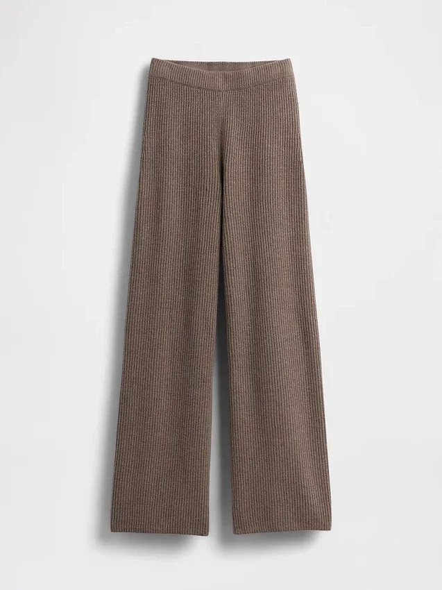 Pantalones de jerséu marrón con punto Shaker de CashSoft