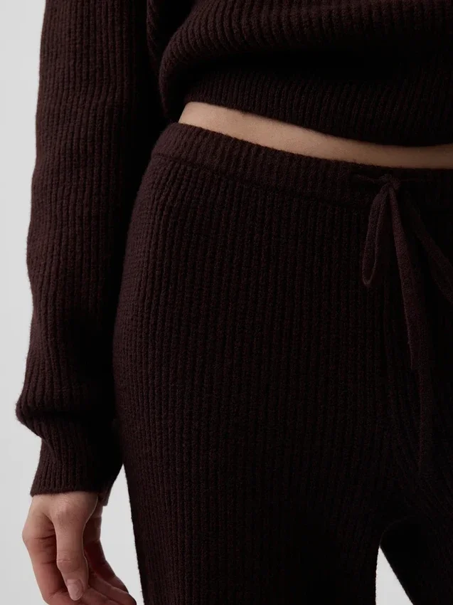 Pantalones de jerséu marrón con punto Shaker de CashSoft