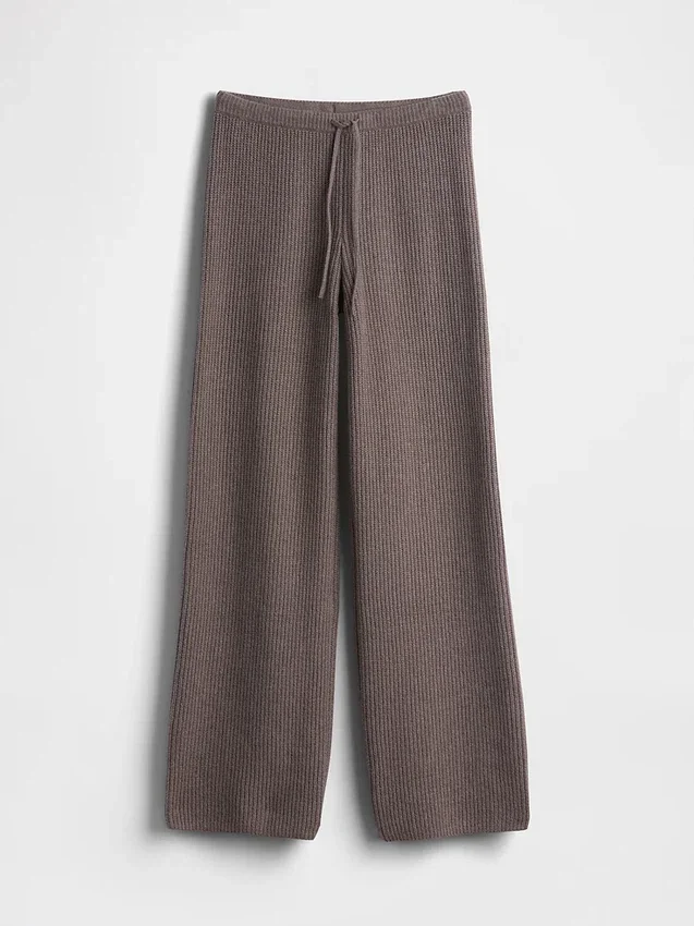 Pantalones de jerséu marrón con punto Shaker de CashSoft