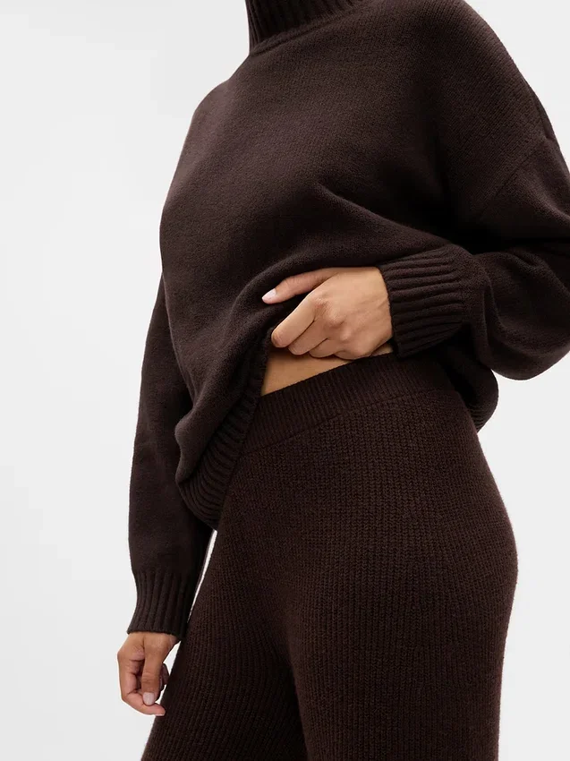 Pantalones de jerséu marrón con punto Shaker de CashSoft