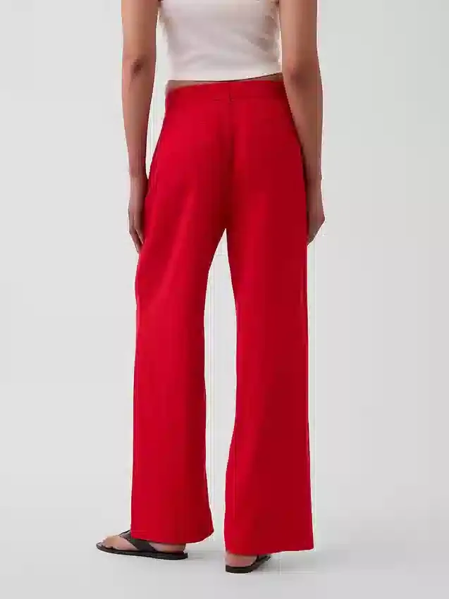 Pantalones de mezcla de lino de talle alto 365