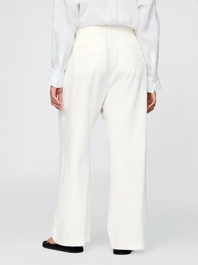 Pantalones de mezcla de lino de talle alto 365