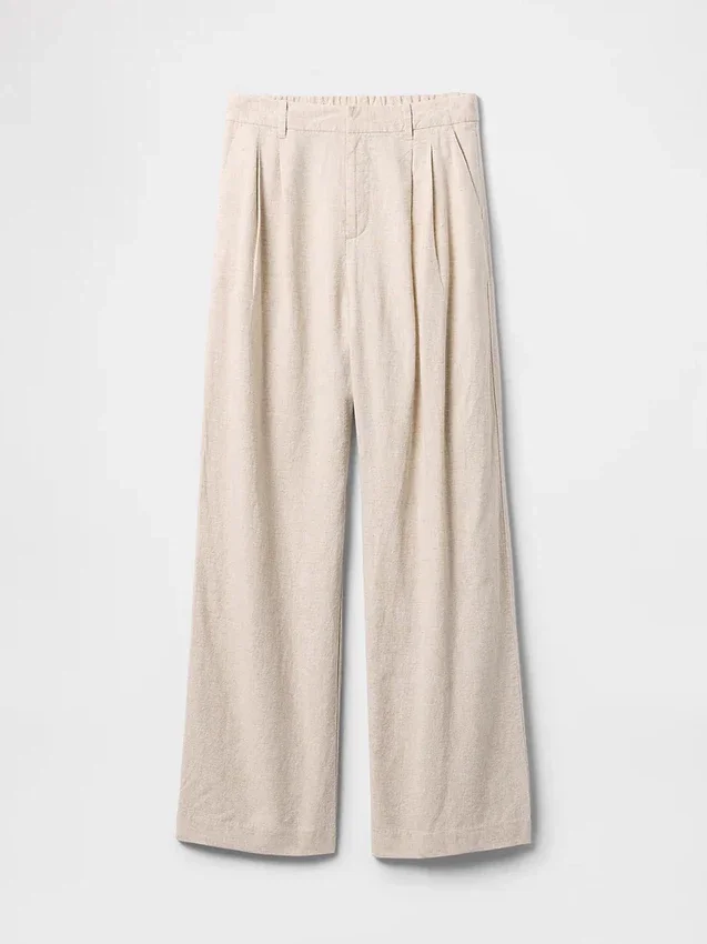 Pantalones de mezcla de lino de talle alto 365