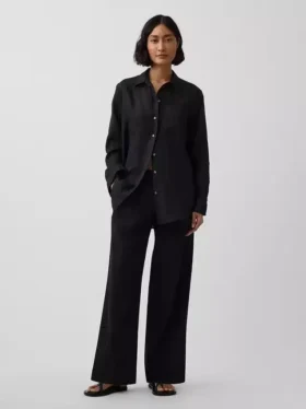 Pantalones de mezcla de lino de talle bajo 365