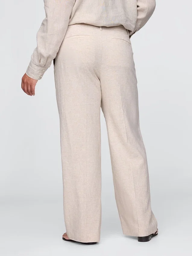 Pantalones de mezcla de lino de talle bajo 365