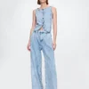 Pantalones de mezclilla plisados ultrasuaves de talle alto 365