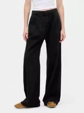 Pantalones de mezclilla plisados ultrasuaves de talle alto 365