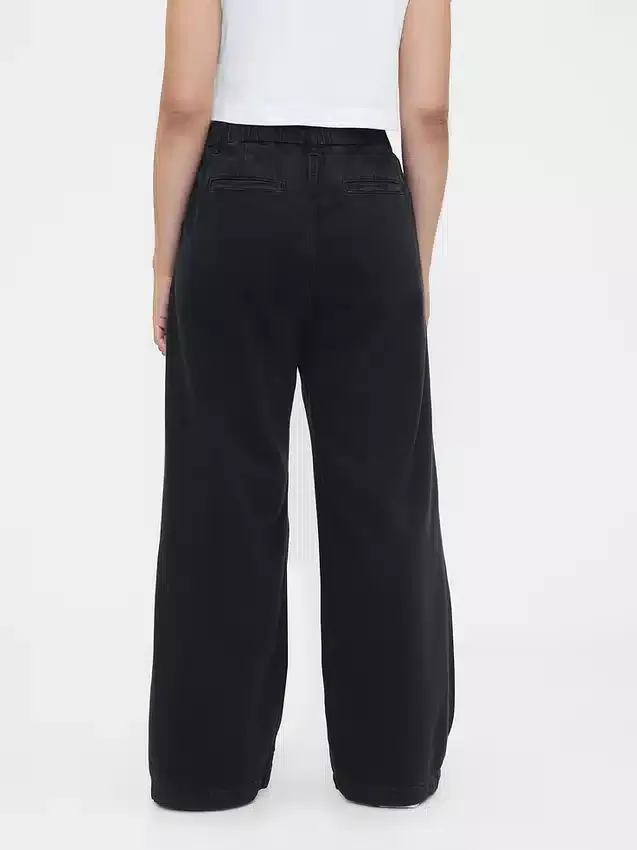 Pantalones de mezclilla plisados ultrasuaves de talle alto 365