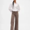 Pantalones de pana de tiro alto y pierna ancha