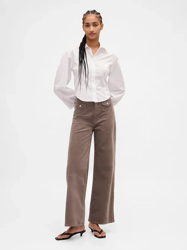 Pantalones de pana de tiro alto y pierna ancha
