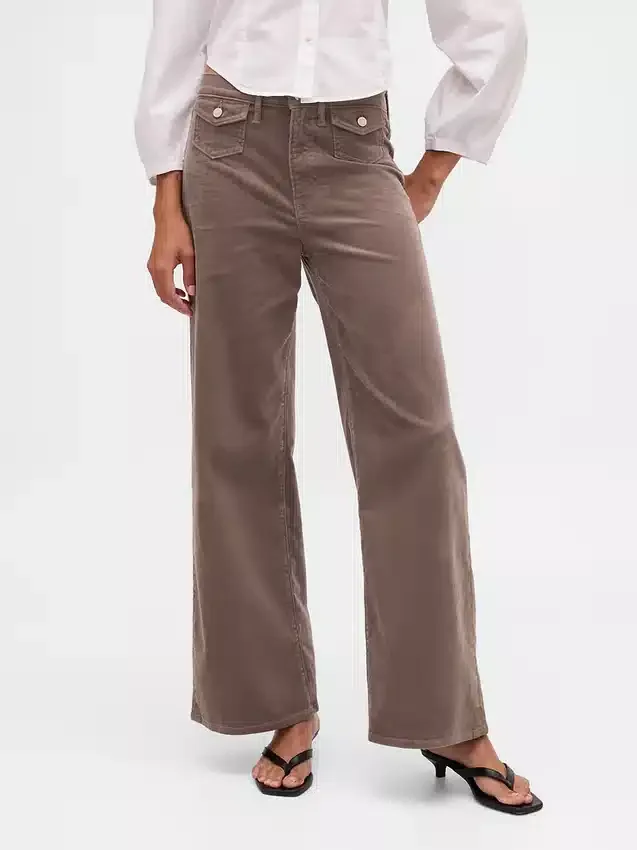 Pantalones de pana de tiro alto y pierna ancha