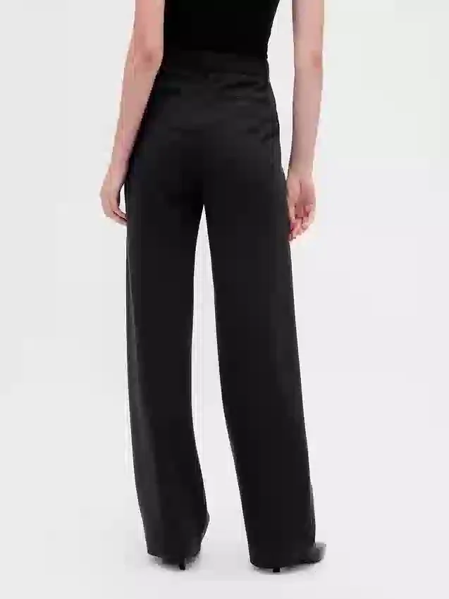 Pantalones de pierna ancha de doble tejido y talle alto