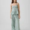 Pantalones de pierna ancha de gasa de algodón para niños