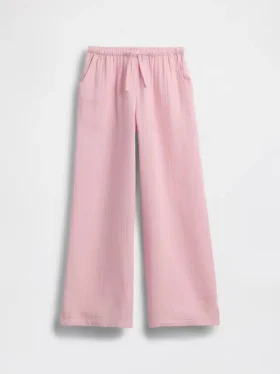 Pantalones de pierna ancha de gasa de algodón para niños