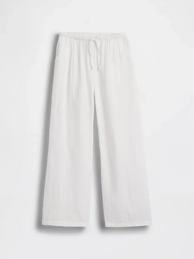 Pantalones de pierna ancha de gasa de algodón para niños
