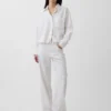 Pantalones de pierna ancha de mezcla de lino y algodón