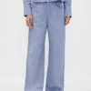 Pantalones de pierna ancha de mezcla de lino y algodón