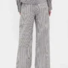 Pantalones de pierna ancha de mezcla de lino y algodón