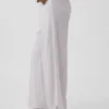 Pantalones de pijama de mezcla de lino con dobladillo de encaje