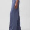 Pantalones de pijama de mezcla de lino con dobladillo de encaje