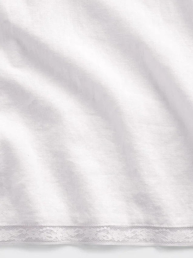 Pantalones de pijama de mezcla de lino con dobladillo de encaje