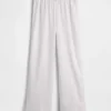 Pantalones de pijama de mezcla de lino con dobladillo de encaje