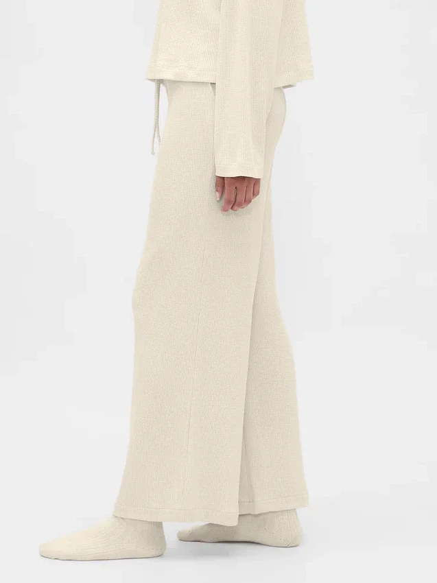 Pantalones de pijama de pierna ancha con tejido tipo waffle