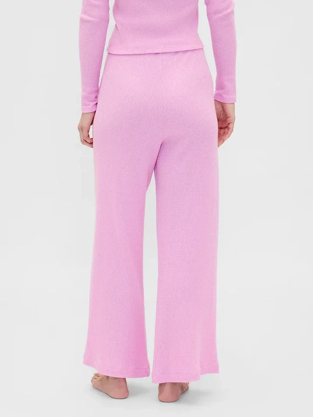 Pantalones de pijama de pierna ancha con tejido tipo waffle
