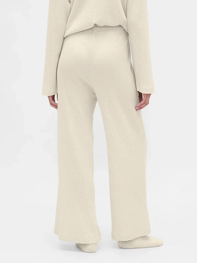 Pantalones de pijama de pierna ancha con tejido tipo waffle