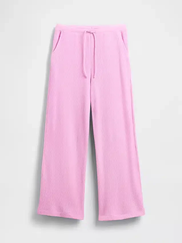 Pantalones de pijama de pierna ancha con tejido tipo waffle