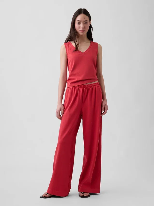 Pantalones de punto de pierna ancha