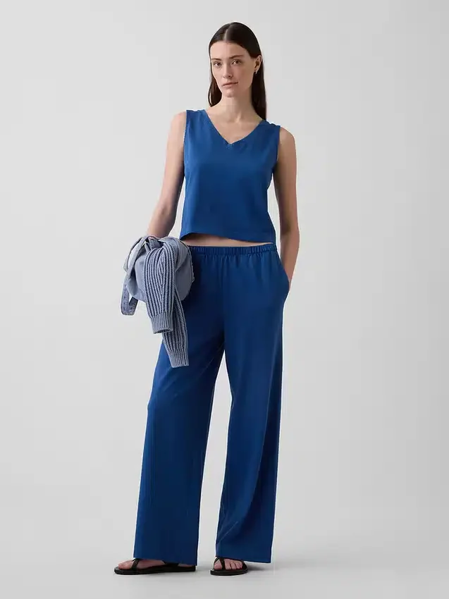 Pantalones de punto de pierna ancha
