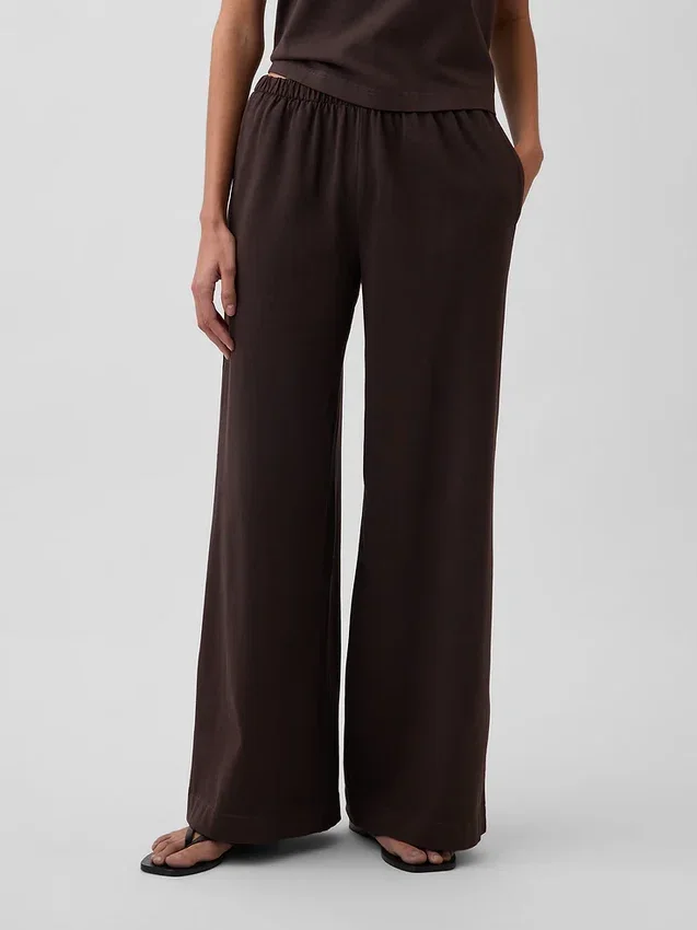 Pantalones de punto de pierna ancha