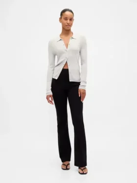 Pantalones de talle alto de doble tejido estilo botín