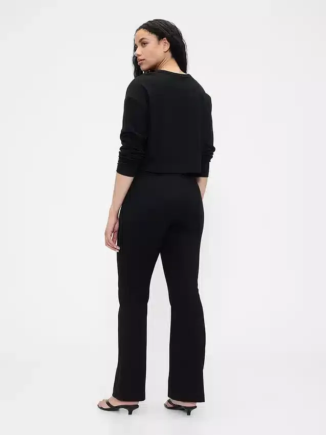 Pantalones de talle alto de doble tejido estilo botín